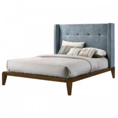 5FT NATALIE QUEEN BED WITH BASE - WALNUT